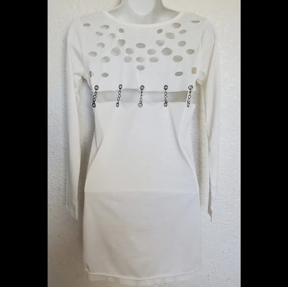 Skull Shirt Streetwear Grunge Punk Rock Artsy Quotes Unique Cream Women (XS-S) - Picture 8 of 16